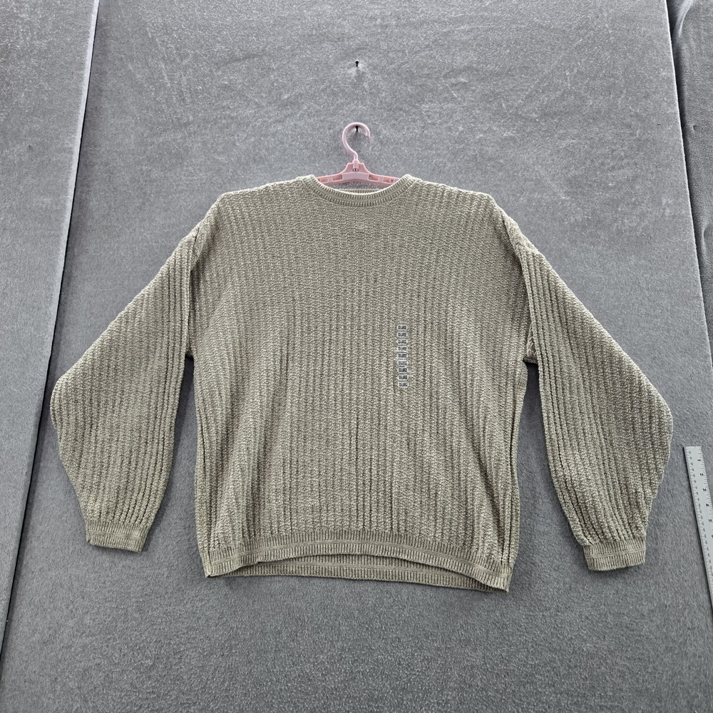 VINTAGE‎ Bill Blass Men Sweatshirt XXL Beige Long Sleeve Rib Knit NWT